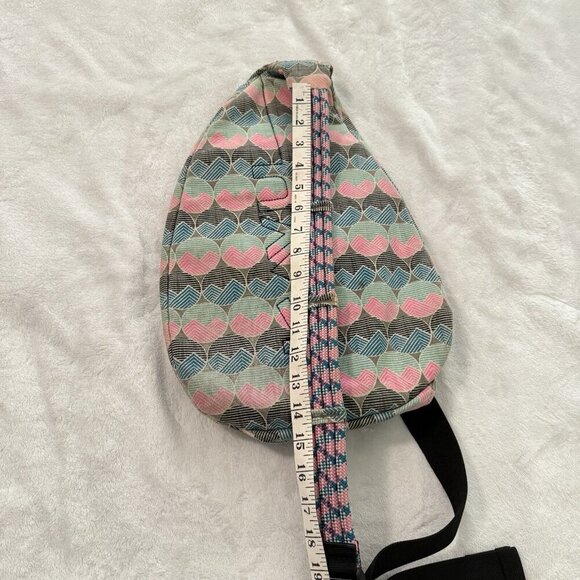 Kavu Rope Sling Bag Pink Teal Geometric Print Multiple Zipper Pockets - Picture 14 of 15